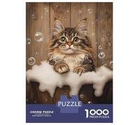 1000 Piece Jigsaw Puzzles for Teenagers Maine Coon Bubble Bath Jigsaw for Adults Relax Games Hand Speed Race Deal As Gifts for The Whole Family 38x26cm/1000pcs