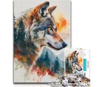 1000 Piece Jigsaw Puzzles for Teenagers Majestic Wolf 1000 Piece Puzzle,Educational Family Game Suitable for Desktop Decoration 26x38cm