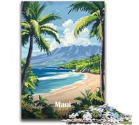 1000 Piece Jigsaw Puzzles for Teenagers Maui Beach Poster Puzzles for Teenagers,Challenging Game Gifts for Is Ideal As A Gift for The Whole Family (26x38cm)