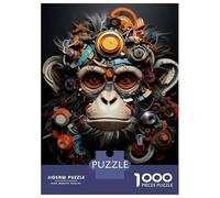 1000 Piece Jigsaw Puzzles for Teenagers Mechanical Monkey Head Art Print Puzzle for Adults Brain Teaser Game Birthday Present Help The Brain Exercise 52x38cm/1000pcs
