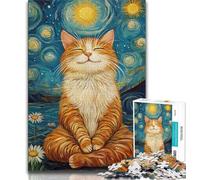 1000 Piece Jigsaw Puzzles for Teenagers Meditating Cat Adult Jigsaw,Fun Activity for Home, Rainy Days Toys, Birthday Gifts 75x50cm