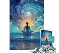 1000 Piece Jigsaw Puzzles for Teenagers Meditating Woman Beach Galaxy Brain Intelligence Challenge Addictive Toys Family Games A Work of Art Gifts Ideas (size 75x50cm)