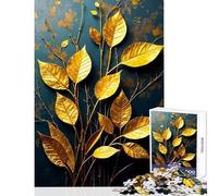 1000 Piece Jigsaw Puzzles for Teenagers Metallic Art of Ornamental Leaves on A Deep Blue Background Home Decoration Toys Secret Santa Gifts Educational Game Help The Brain Exercise 1000 P
