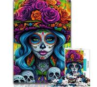 1000 Piece Jigsaw Puzzles for Teenagers Mexican Skull Girls Teenager Jigsaw,Birthday Present, Gifts, Wall Art for Age 14 Years Up 26x38cm