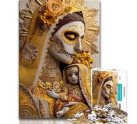 1000 Piece Jigsaw Puzzles for Teenagers Mexican Style Golden Skull,Family Entertainment Toys Is Ideal As A Gift for The Whole Family (75x50cm)
