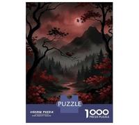 1000 Piece Jigsaw Puzzles for Teenagers Misty Mountain Landscape with Red Foliage Puzzle for Adults Brain Teaser Game Birthday Present Help The Brain Exercise 52x38cm/1000pcs