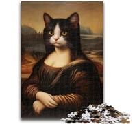 1000 Piece Jigsaw Puzzles for Teenagers Mona Lisa Cat Adult Puzzles,Learning Educational Toys Family Games Unique Birthday And Gifts (38x26cm)