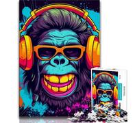 1000 Piece Jigsaw Puzzles for Teenagers Monkey Dj Music Teenager Jigsaw,Challenging Game for Is Ideal As A Gift for The Whole Family (size 75x50cm)