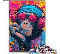 1000 Piece Jigsaw Puzzles for Teenagers Monkey Listening to Music, for Age 14 Years And over Home Decor As A Gift for The Whole Family And Friends (size 26x38cm)