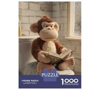 1000 Piece Jigsaw Puzzles for Teenagers Monkey Reading A Book on A Toilet Adult Jigsaw Puzzle DIY Toys For Family Fun for Birthday, Chrismas 52x38cm/1000pcs