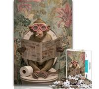 1000 Piece Jigsaw Puzzles for Teenagers Monkey Sitting on The Toilet,Challenging Game Toys for Is Ideal As A Gift for The Whole Family 38x26cm
