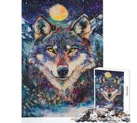 1000 Piece Jigsaw Puzzles for Teenagers Moonlit Wolf's Gaze - Practical Game Birthday Present Home Decoration Toys Train Your Brain And Hands (50X75cm)