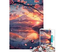 1000 Piece Jigsaw Puzzles for Teenagers Mount Fuji Sakura Sunset Toy Intellectual Game Hands-on Game Stress Reliever Great Gifts for Games (Size 50x75cm)