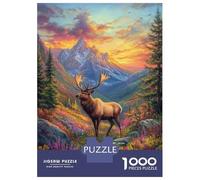 1000 Piece Jigsaw Puzzles for Teenagers Mountain Majesty Elk's Serene Path Puzzle for Adults Relax Games Perfect Decoration Deal As Gifts for The Whole Family 38x26cm/1000pcs