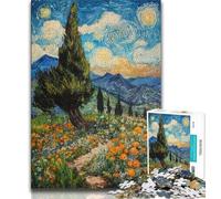 1000 Piece Jigsaw Puzzles for Teenagers Mountain Painting by Night Sky,Family Game Stress Reliever Difficult Challenge Enhance Love between Couples (38x26cm)