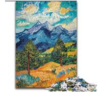 1000 Piece Jigsaw Puzzles for Teenagers Mountain Painting by Van Gogh, for 14+ For Family Fun & Game Night Artists' Collection, Fine Arts (Size 50x75cm)