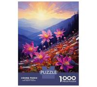 1000 Piece Jigsaw Puzzles for Teenagers Mountain Wildflower Sunset Puzzle for Adults Brain Teaser Game Birthday Present Help The Brain Exercise 52x38cm/1000pcs