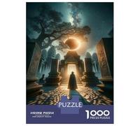1000 Piece Jigsaw Puzzles for Teenagers Mystical Temple Eclipse Scene Puzzle for Adults Brain Teaser Game Birthday Present Help The Brain Exercise 70x50cm/1000pcs