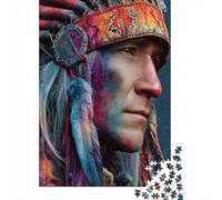 1000 Piece Jigsaw Puzzles for Teenagers Native American Headdress with Feathers Puzzle for Adults Hands-on Game Wall Decoration Unique Birthday And Gifts 70x50cm/1000pcs