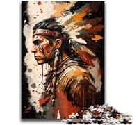 1000 Piece Jigsaw Puzzles for Teenagers Native American Warior Adult Puzzles,Stress Reliever Staycation Kill Time Enhance Love between Couples (50x75cm)