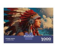 1000 Piece Jigsaw Puzzles for Teenagers Native American Warrior Art Puzzle for Adults Hands-on Game Wall Decoration Unique Birthday And Gifts 38x26cm/1000pcs