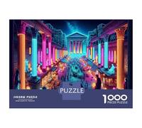 1000 Piece Jigsaw Puzzles for Teenagers Neon Ancient Cityscape Teenager Puzzles Relaxing Games Hand Speed Race Help The Brain Exercise 38x26cm/1000pcs