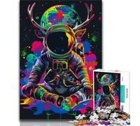 1000 Piece Jigsaw Puzzles for Teenagers Neon Astronaut Deer Teenager Jigsaw,Relax Games Is Ideal As A Gift for The Whole Family 26x38cm