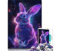 1000 Piece Jigsaw Puzzles for Teenagers Neon Bunny Teenager Jigsaw,Birthday Present, Gifts, Wall Art for Age 14 Years Up 26x38cm