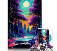 1000 Piece Jigsaw Puzzles for Teenagers Neon Car in Nature Teenager Puzzles,Quiz Game for Is Ideal As A Gift for The Whole Family (size 38x26cm)