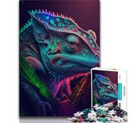 1000 Piece Jigsaw Puzzles for Teenagers Neon Chameleon Teenager Jigsaw,Challenging Game for Is Ideal As A Gift for The Whole Family (size 75x50cm)