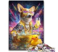 1000 Piece Jigsaw Puzzles for Teenagers Neon Corgi for Age 14 Years And over Decompressing Intellectual Educational Toy Great Gift 50x75cm