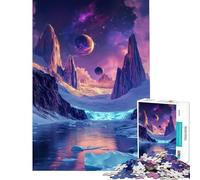 1000 Piece Jigsaw Puzzles for Teenagers Neon Cosmic Glacier Planet Landscape Help The Brain Exercise Difficult Hard Relaxing Games Suitable for Ages 14 And Up (38X26CM)