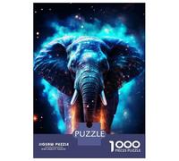 1000 Piece Jigsaw Puzzles for Teenagers Neon Cyan Elephant Nebulae Puzzle for Adults Relax Games Perfect Decoration Deal As Gifts for The Whole Family 38x26cm/1000pcs