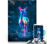 1000 Piece Jigsaw Puzzles for teenagers Neon Deer in Forest Familienspaß Wanddekoration Einzigartige Geburtstags- und Weihnachtsgeschenke52x38cm