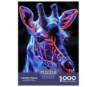1000 Piece Jigsaw Puzzles for Teenagers Neon Giraffe Portrait Jigsaws for Adults Family Game Pattern Assembly Unique Birthday And Gifts 70x50cm/1000pcs