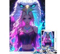 1000 Piece Jigsaw Puzzles for Teenagers Neon Girl with Bald Eagle Home Decoration Toys Birthday Gifts Impossible Game for Birthday, Chrismas Size 38x52cm