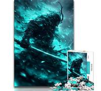 1000 Piece Jigsaw Puzzles for Teenagers Neon Samurai Warrior War,Help The Brain Exercise Addictive Toys to Cultivate Patience Artists Collection,Fine Art (75x50cm)