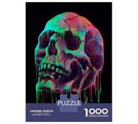 1000 Piece Jigsaw Puzzles for Teenagers Neon Skull Art Print Puzzle for Adults Brain Teaser Game Birthday Present Help The Brain Exercise 38x26cm/1000pcs