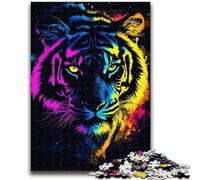 1000 Piece Jigsaw Puzzles for Teenagers Neon Tiger Adult Jigsaw,Decompressing Intellectual Educational Toy Perfect Decoration (38x26cm)