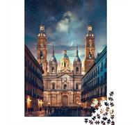 1000 Piece Jigsaw Puzzles for Teenagers Night Sky Cathedral View Puzzle for Adults Hands-on Game Wall Decoration Unique Birthday And Gifts 38x26cm/1000pcs