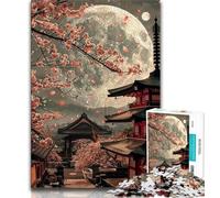 1000 Piece Jigsaw Puzzles for Teenagers Night Sky Japanese Temple 1000 Piece Puzzle,Educational Family Game Suitable for Desktop Decoration 75x50cm