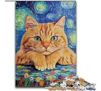 1000 Piece Jigsaw Puzzles for Teenagers Night Sky Orange Cat, for Age 14 Years And over Home Decor As A Gift for The Whole Family And Friends (size 50x75cm)