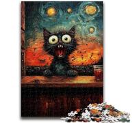 1000 Piece Jigsaw Puzzles for Teenagers Night Sky Shocked Cat Learning Educational Toy for Is Ideal As A Gift for The Whole Family 26x38cm