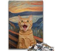 1000 Piece Jigsaw Puzzles for Teenagers Night Sky Shocked Cat Teenager Jigsaw,Birthday Present, Gifts, Wall Art for Age 14 Years Up (75x50cm)