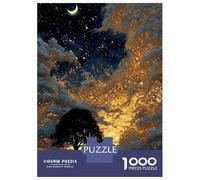 1000 Piece Jigsaw Puzzles for Teenagers Night Sky Tree with Golden Clouds Adult Jigsaw Puzzle Brain Teaser Game Difficult Challenge Unique Birthday And Gifts 70x50cm/1000pcs