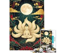 1000 Piece Jigsaw Puzzles for Teenagers Nine-tailed Fox Meditation Under The Moon Jigsaw Puzzle Family Games For Family Fun Deal As Gifts for The Whole Family (Size 38x26cm)