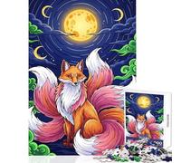 1000 Piece Jigsaw Puzzles for Teenagers Nine-tailed Fox Under The Moon Fun Games Staycation Kill Time Toy Wall Decor Unique Gifts for Birthday And Christmas (52X38cm)