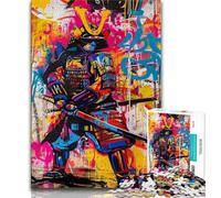 1000 Piece Jigsaw Puzzles for Teenagers Ninja Samurai Oil Painting Adult Jigsaw,Fun Activity for Home, Rainy Days Toys, Birthday Gifts 38x26cm
