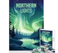 1000 Piece Jigsaw Puzzles for Teenagers Northern Lights Jigsaw Puzzles for Adults Stress Reliever Parent-child Interaction Birthday Present, Gifts, (38x26cm)