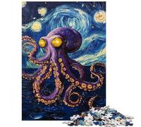 1000 Piece Jigsaw Puzzles for Teenagers Octopus Under Starry Skies Educational Games Staycation Kill Time Educational Toy Challenging Game Gifts Size 38x52cm
